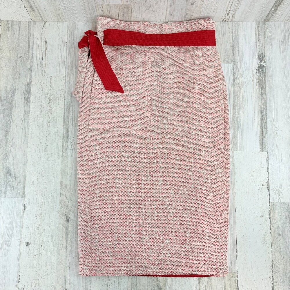 ANN MASHBURN Red and White Pencil Skirt